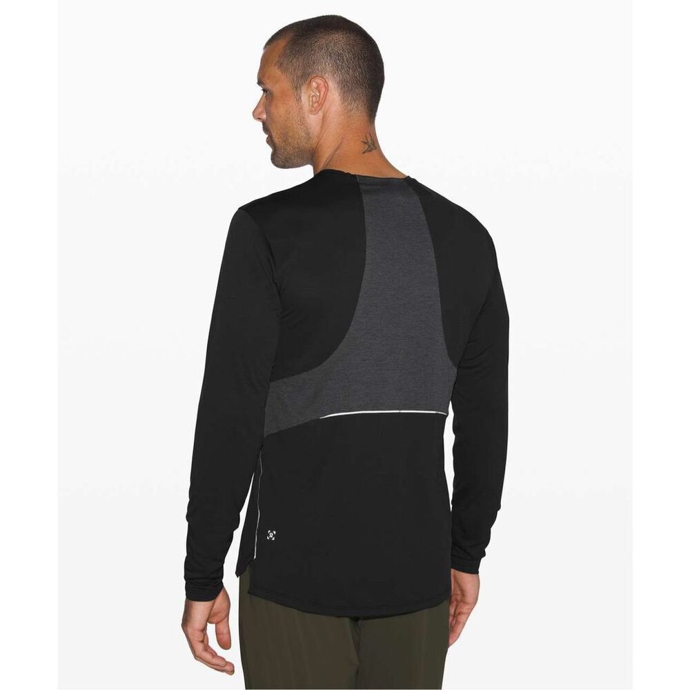 Lululemon Fast & Free Long Sleeve Black Size Large* M3CJES Mesh Reflective Run